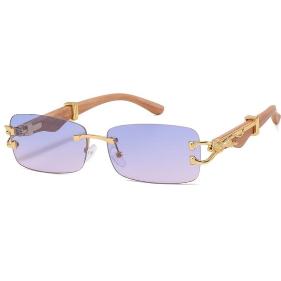 Sunglasses Hip Hop Shades Metal Gold Aviator Rapper Square Purple Lens‎ Lentes - Picture 1 of 1